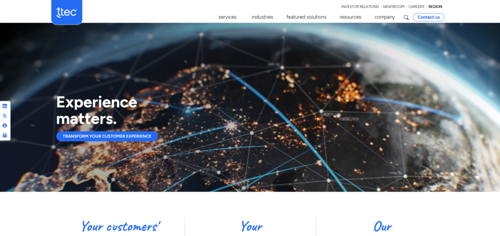 Tech-driven customer service provider leveraging AI chatbots and analytics.
